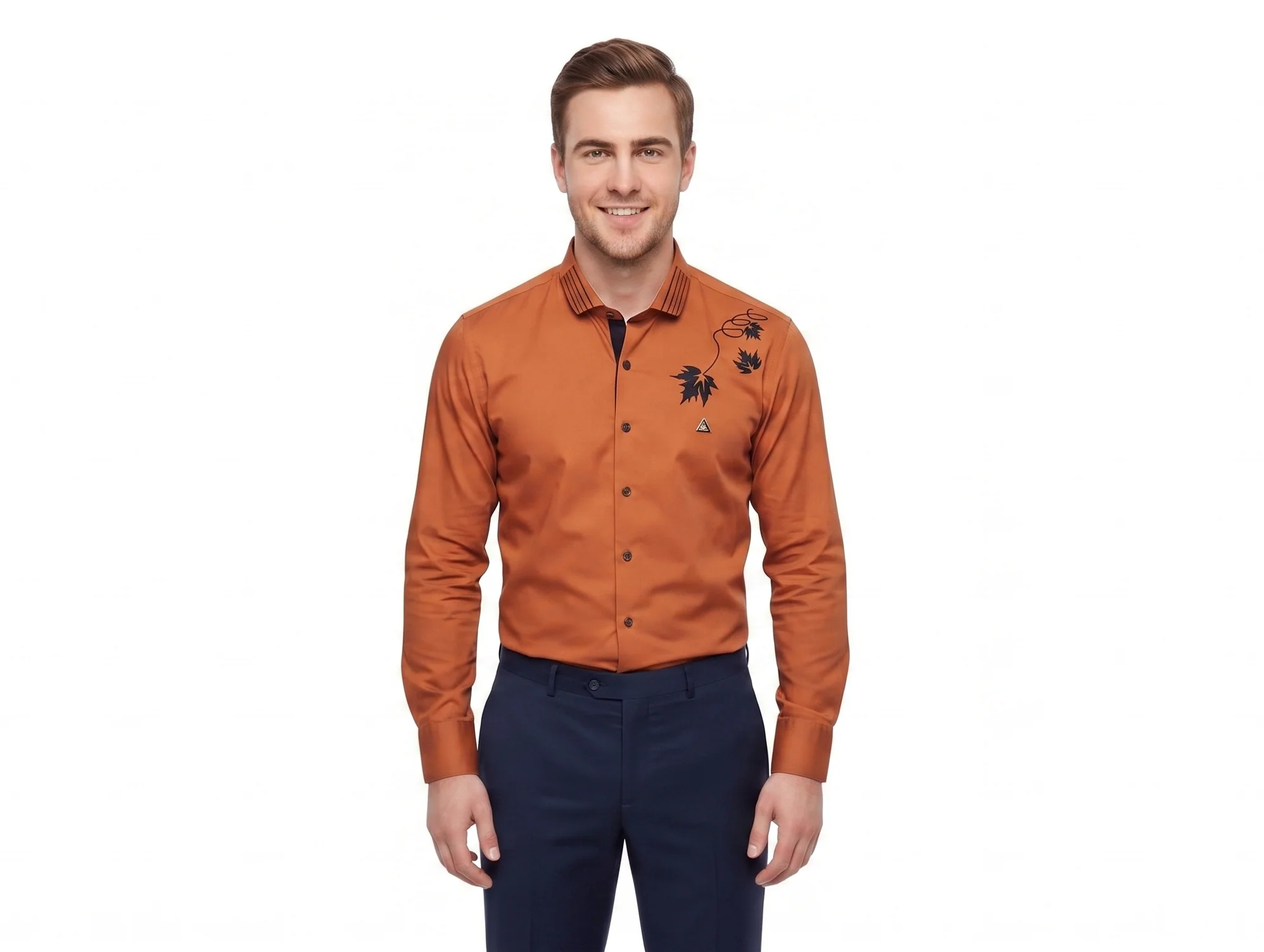 Rust Embroidery Shirt